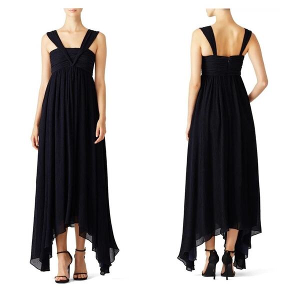 Adeam Navy Plisse Sleveless Hi-Low Gown size 8 b23 - Picture 1 of 7